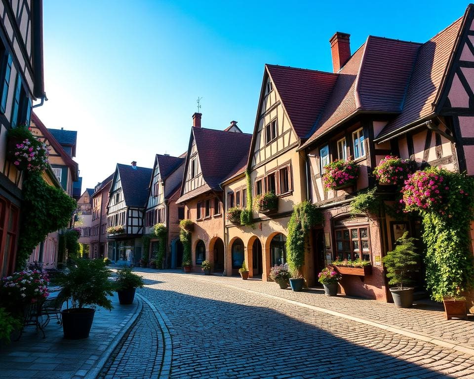 Märchenhafte Gassen in Rothenburg ob der Tauber, Deutschland