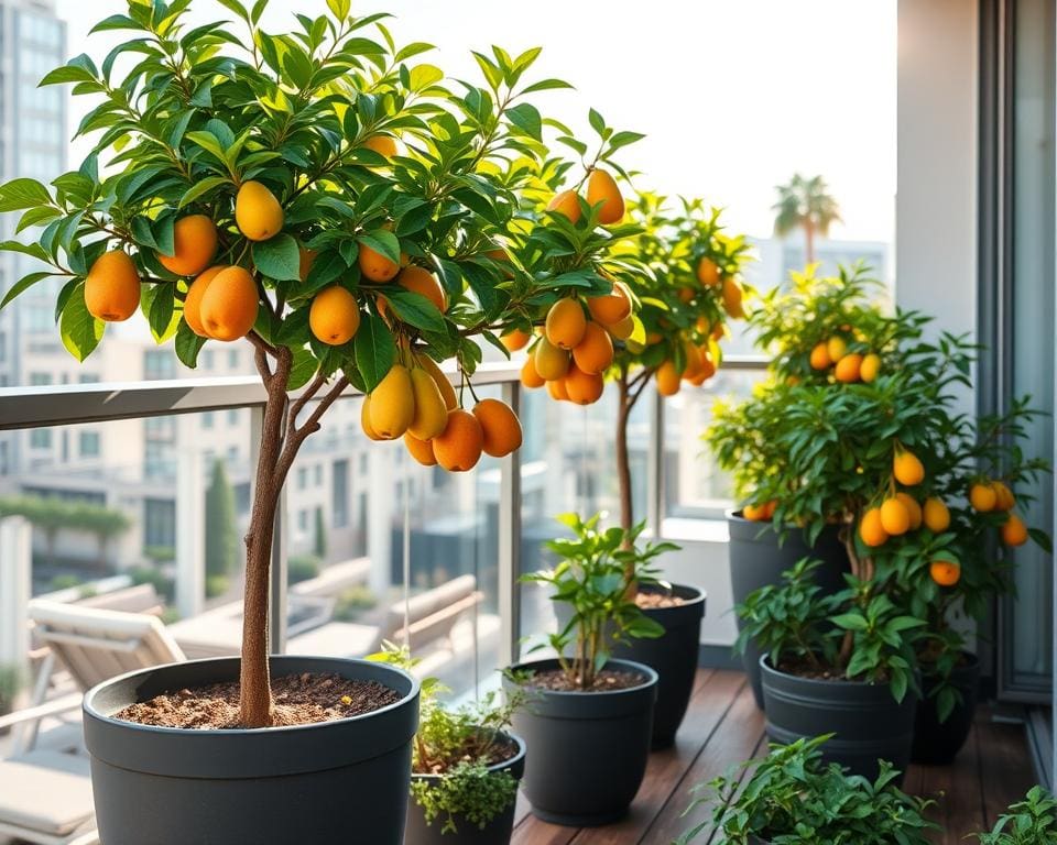 Platzsparende Lösungen für Balkon Obstbäume