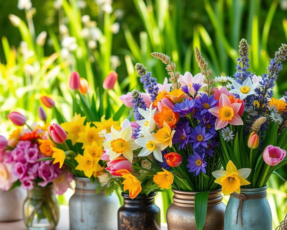 Frühlingsdeko und Blumenarrangements