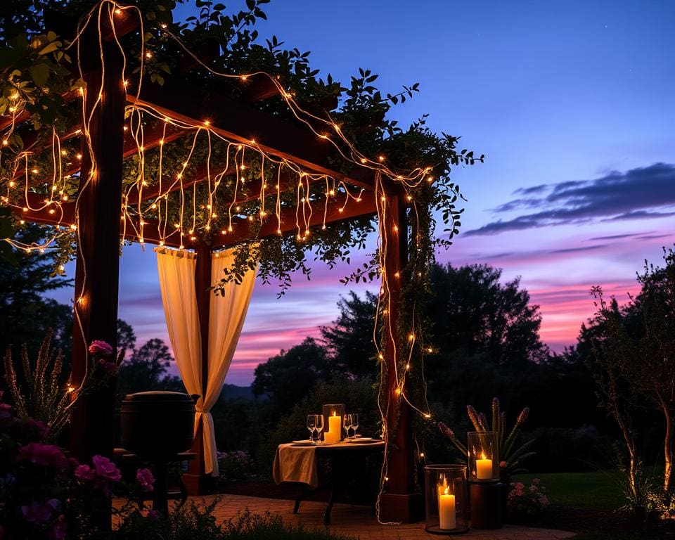 Pergolen mit Licht gestalten: Romantische Atmosphäre am Abend