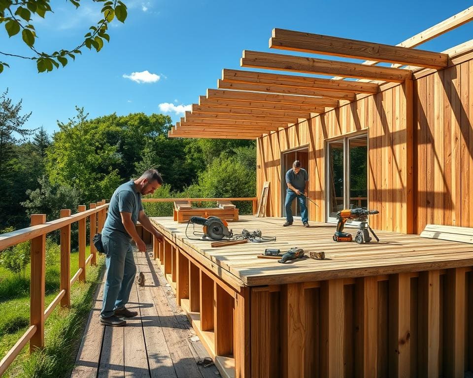 Terrassenbau mit Holz