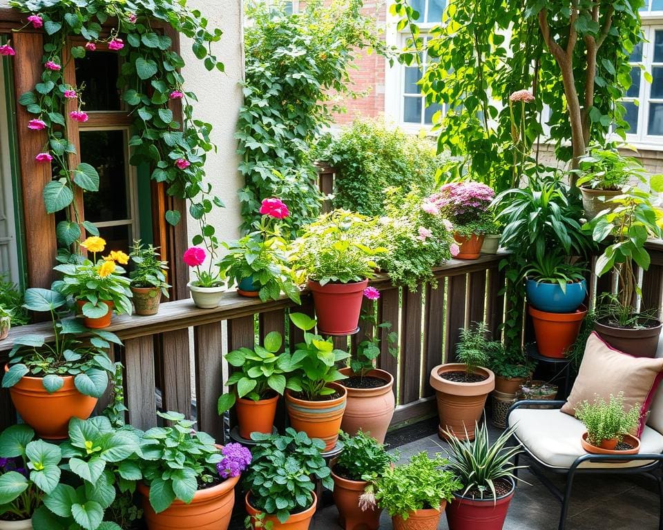 Verbindung zur Natur im Balkongarten durch kreative Gestaltung.