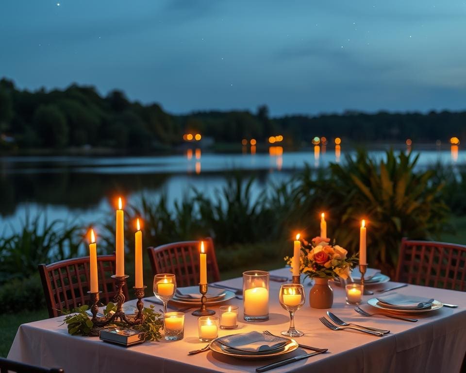 Candle-Light-Dinner am Wasser