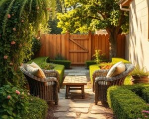 Wie richtest du eine gemütliche Sitzecke im Garten ein?
