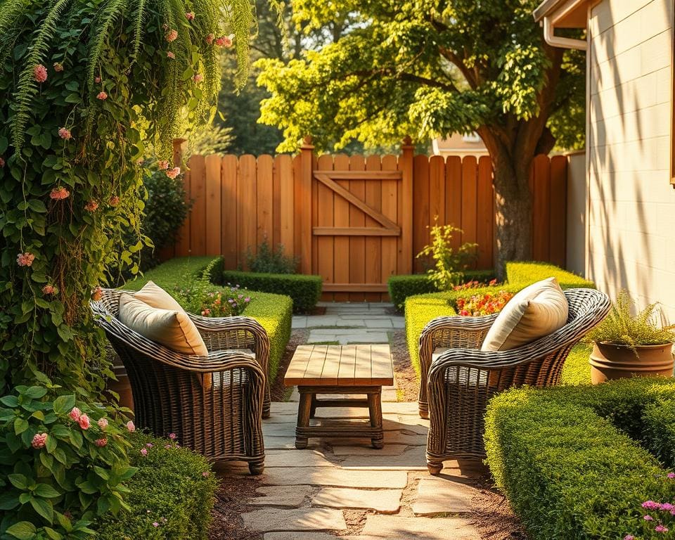 Wie richtest du eine gemütliche Sitzecke im Garten ein?