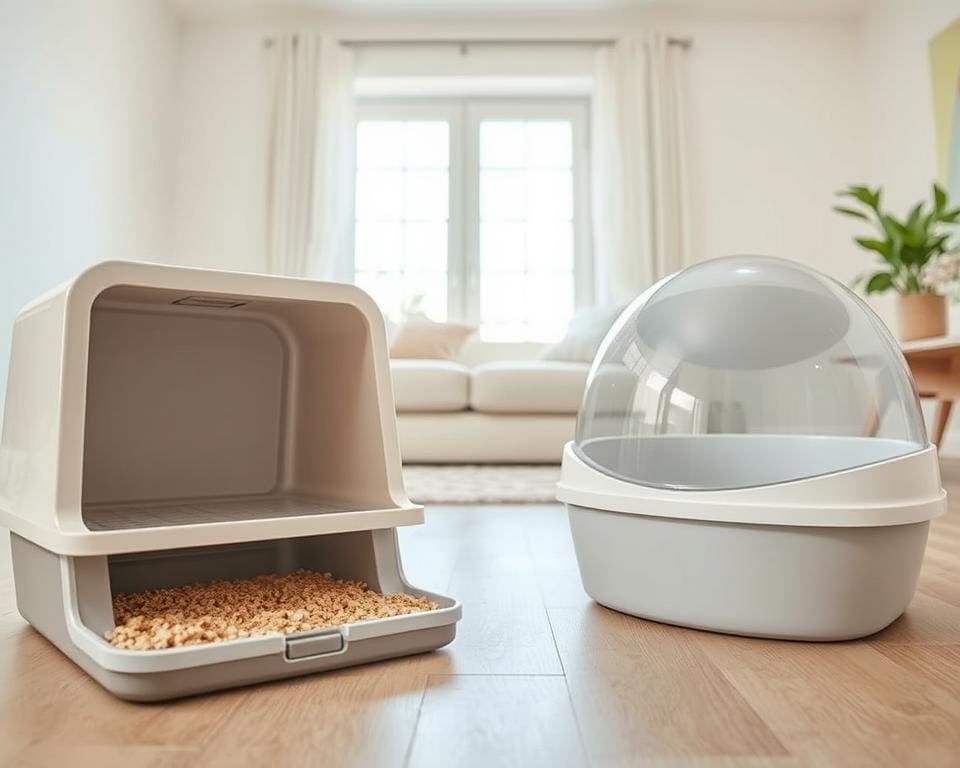 Vergleich von geschlossenen und offenen Katzentoiletten